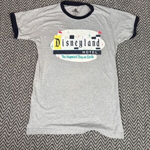 Disneyland Hotel Sign Retro Gray Ringer T-Shirt